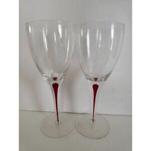 Orrefors Intermezzo Red Stemmed Teardrop Wine Glasses Set Of 2 Elegant